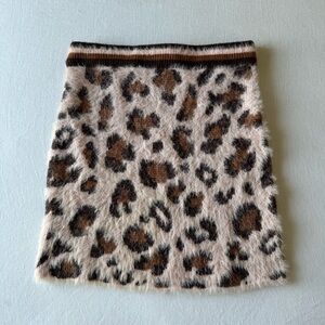 Wild Honey Leopard Print Fuzzy Mini Skirt
